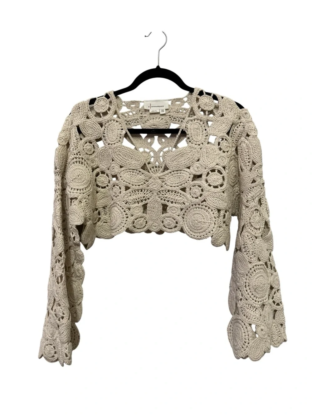 Anthropologie Patterned Crochet Shrug